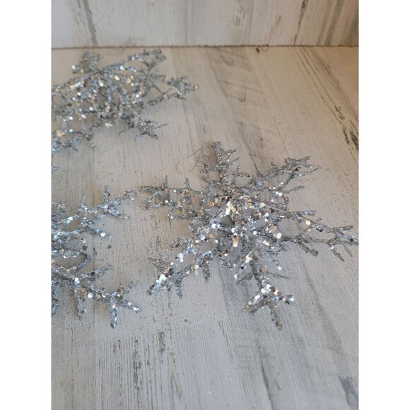 Large silver snowflake ornament Xmas set home decor - Picture 4 of 6